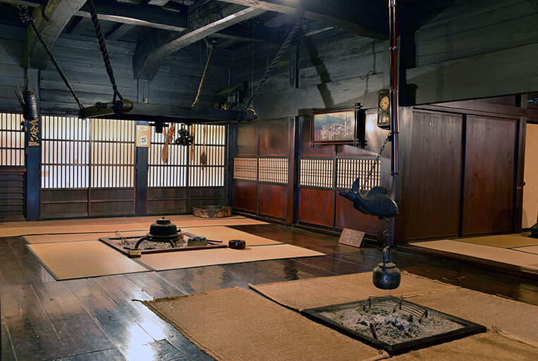 Inside a gasshō-zukuri
